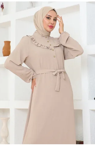 Rose Fırfırlı Aerobin Elbise 0072-04 Vizon