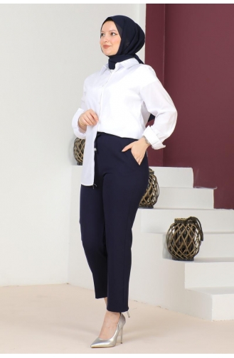 بنطال للحجاب برباط 0075-03 لون كحلي 0075-03