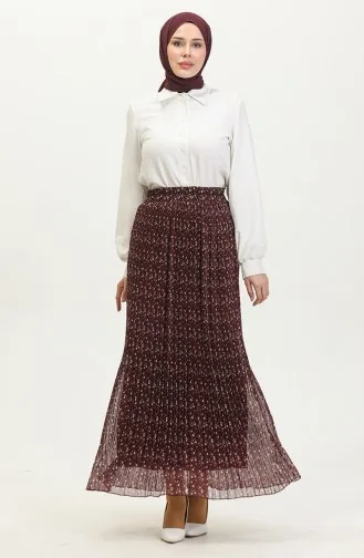 Pleated Skirt 0139-01 Claret Red white 0139-01