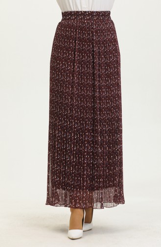 Piliseli Etek 0139-01 Bordo Beyaz
