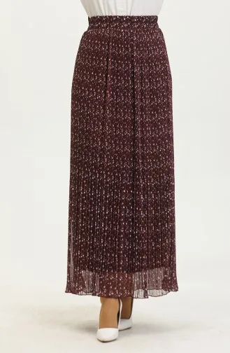 Pleated Skirt 0139-01 Claret Red white 0139-01