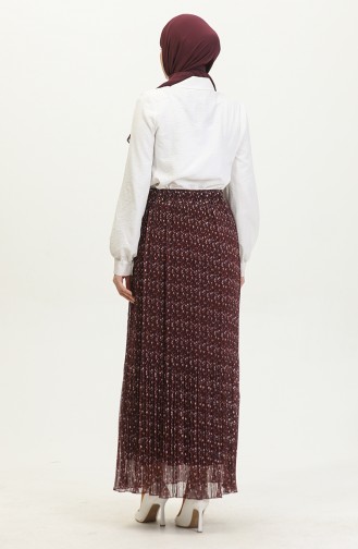 Piliseli Etek 0139-01 Bordo Beyaz