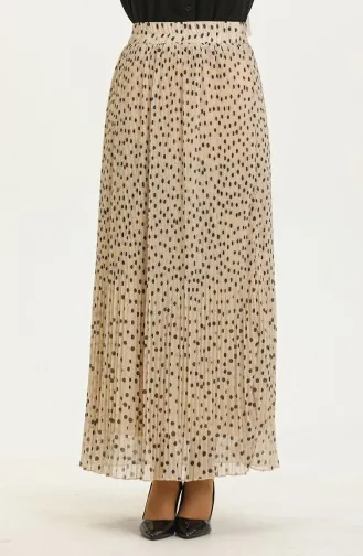 Pleated Skirt 0139-03 Beige Black 0139-03