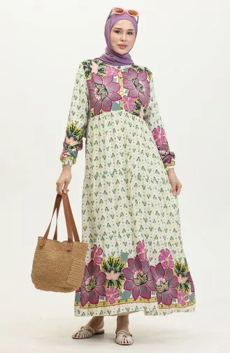 Floral Patterned Dress 4093-02 Fuchsia 4093-02