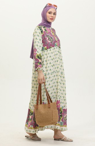 Robe à Motifs Fleurs 4093-02 Fuchsia 4093-02