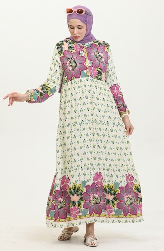 Robe à Motifs Fleurs 4093-02 Fuchsia 4093-02