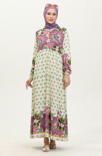 Robe à Motifs Fleurs 4093-02 Fuchsia 4093-02
