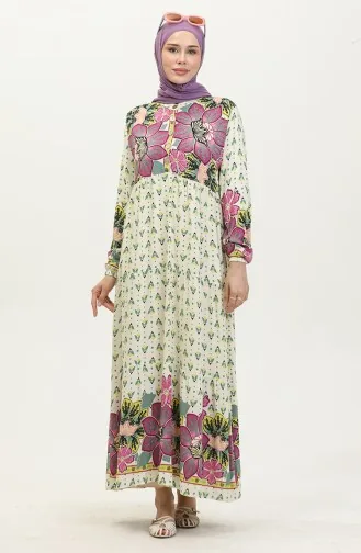 Floral Patterned Dress 4093-02 Fuchsia 4093-02