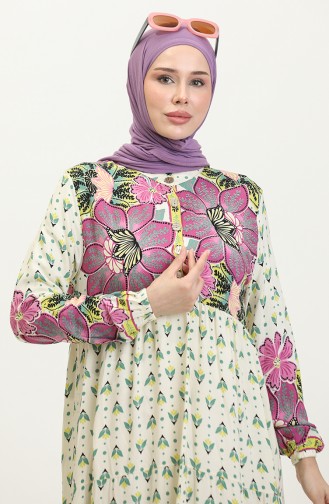 Robe à Motifs Fleurs 4093-02 Fuchsia 4093-02