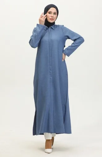 عباية ياقة قميص 24019-06 انديجو 24019-06
