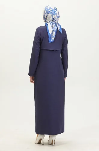Shirt Collar Abaya 24019-05 Navy Blue 24019-05