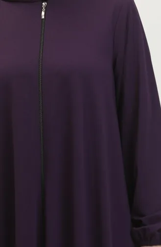 Dubbele Mevlana Abaya 2029-04 Met Ritssluiting Paars 2029-04