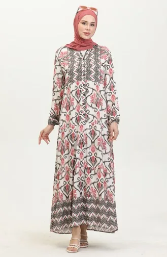 فستان منقوش للمحجبات  4096-03  بودرا 4096-03