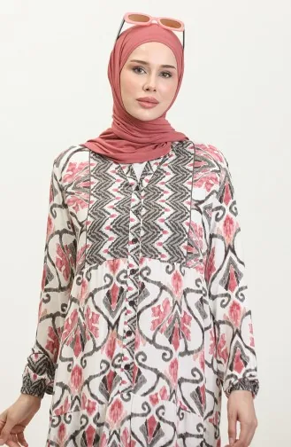 فستان منقوش للمحجبات  4096-03  بودرا 4096-03