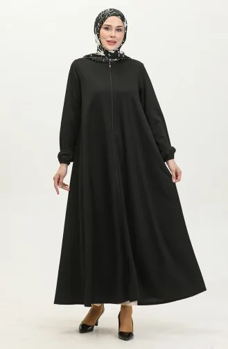 Doppelte Mevlana-Abaya Mit Reißverschluss 2029-01 Schwarz 2029-01