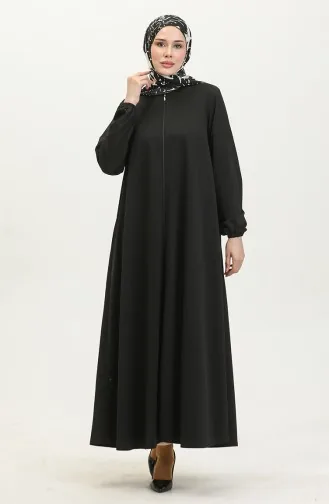 Doppelte Mevlana-Abaya Mit Reißverschluss 2029-01 Schwarz 2029-01