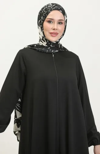 Doppelte Mevlana-Abaya Mit Reißverschluss 2029-01 Schwarz 2029-01