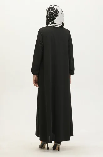 Doppelte Mevlana-Abaya Mit Reißverschluss 2029-01 Schwarz 2029-01