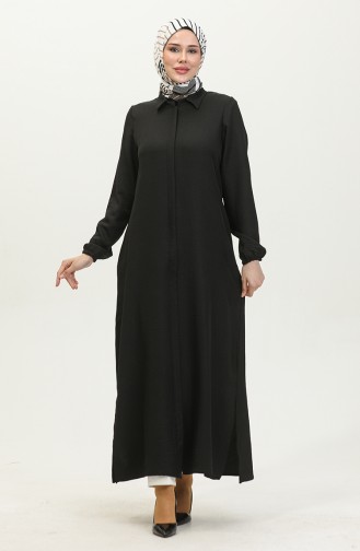 عباية سادة للمحجبات 24021-01 أسود 24021-01