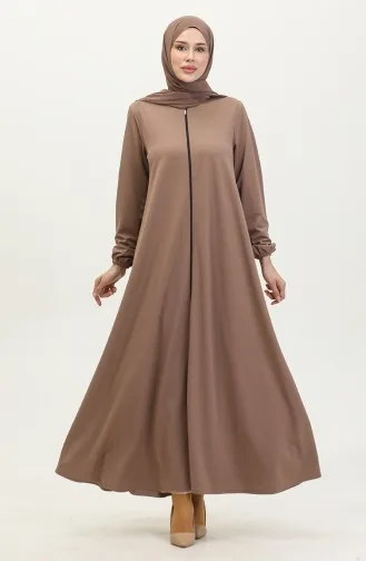 Doppelte Mevlana-Abaya Mit Reißverschluss 2029-05 Nerz 2029-05