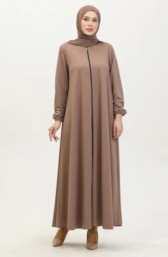 Doppelte Mevlana-Abaya Mit Reißverschluss 2029-05 Nerz 2029-05