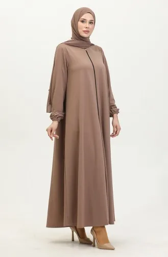 Doppelte Mevlana-Abaya Mit Reißverschluss 2029-05 Nerz 2029-05