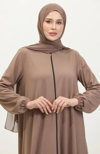Doppelte Mevlana-Abaya Mit Reißverschluss 2029-05 Nerz 2029-05