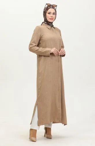 Shirt Collar Abaya 24019-02 Mink 24019-02