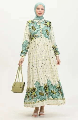 فستان بنقش أزهار  4093-05  أخضر 4093-05