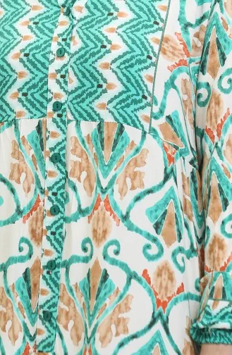 فستان منقوش للمحجبات  4096-02 أخضر 4096-02