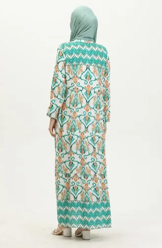 فستان منقوش للمحجبات  4096-02 أخضر 4096-02