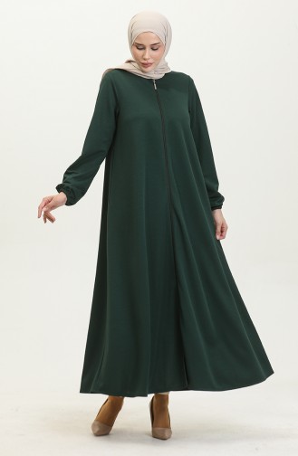 Abaya Mevlana Double A Fermeture 2029-02 Vert Emeraude 2029-02