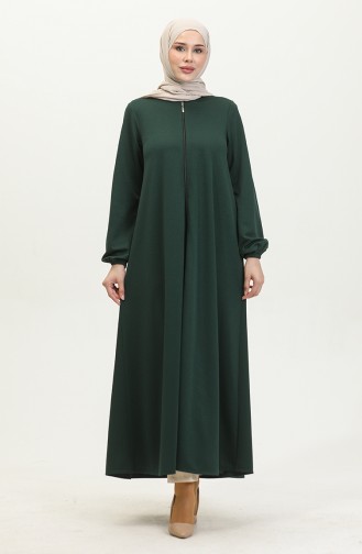 Abaya Mevlana Double A Fermeture 2029-02 Vert Emeraude 2029-02