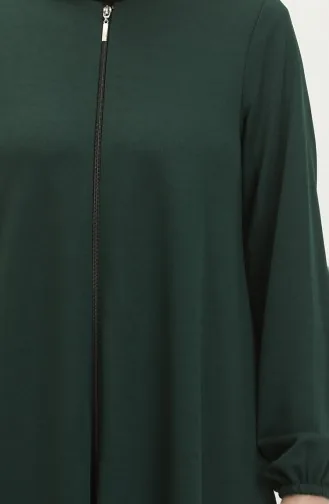 عباءة مولانا بتصميم مزدوج وسحاب 2029-02 لون أخضر زمردي 2029-02