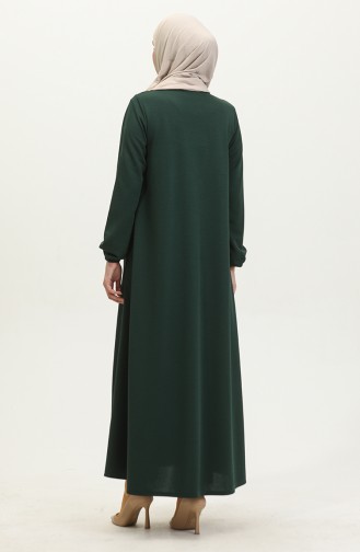Abaya Mevlana Double A Fermeture 2029-02 Vert Emeraude 2029-02