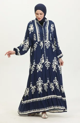 Kleid Mit Ballonärmeln 4091-02 Marineblau 4091-02