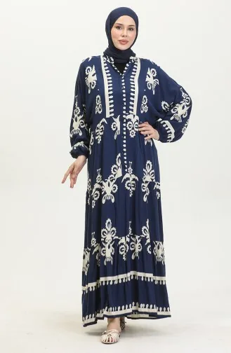 Kleid Mit Ballonärmeln 4091-02 Marineblau 4091-02