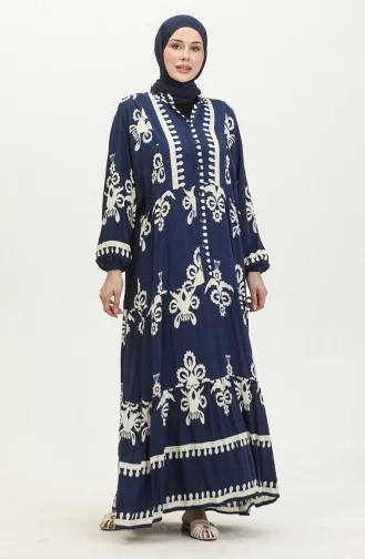 Kleid Mit Ballonärmeln 4091-02 Marineblau 4091-02