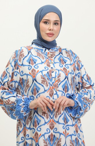 تونيك منقوش مقاس كبير 4097-03 أزرق 4097-03