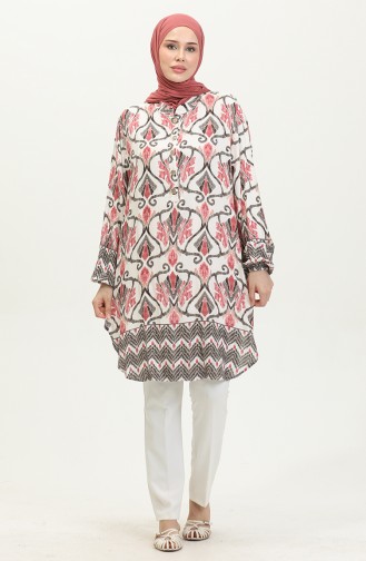 Plus Size Buttoned Tunic 4097-01 Powder 4097-01