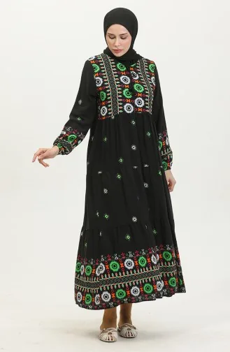 Kleid Mit Stickereimuster 4089-04 Schwarz 4089-04