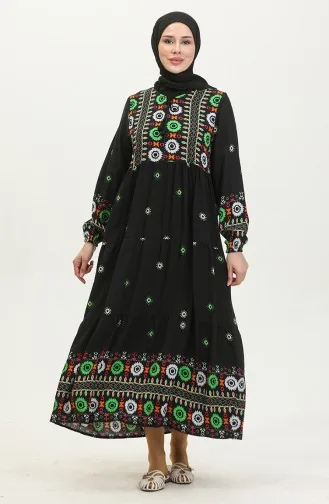 Kleid Mit Stickereimuster 4089-04 Schwarz 4089-04