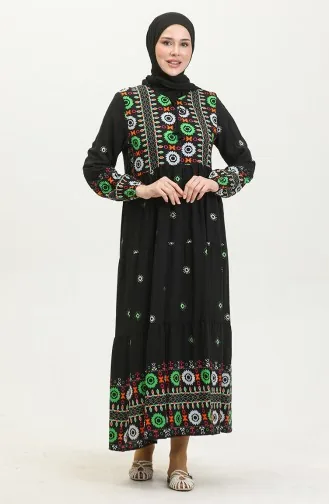 Kleid Mit Stickereimuster 4089-04 Schwarz 4089-04
