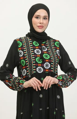 Kleid Mit Stickereimuster 4089-04 Schwarz 4089-04