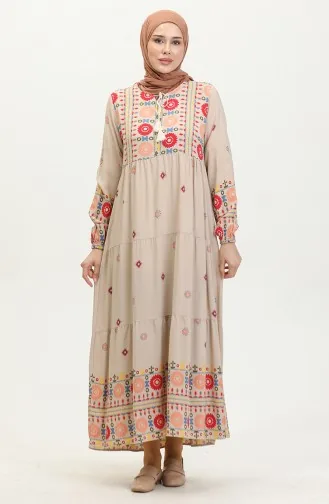 Robe à Motifs Brodée 4089-05 Vison 4089-05