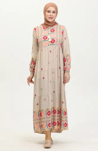 Robe à Motifs Brodée 4089-05 Vison 4089-05