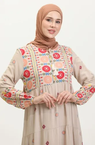 Robe à Motifs Brodée 4089-05 Vison 4089-05
