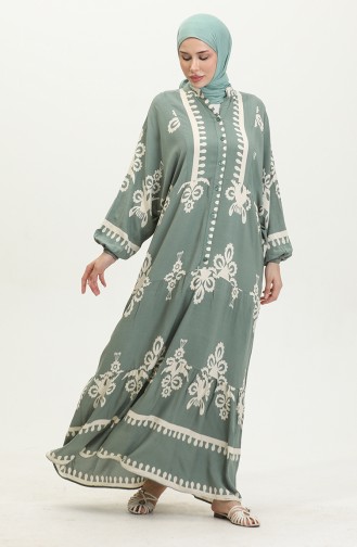 Kleid Mit Ballonärmeln 4091-03 Grün 4091-03