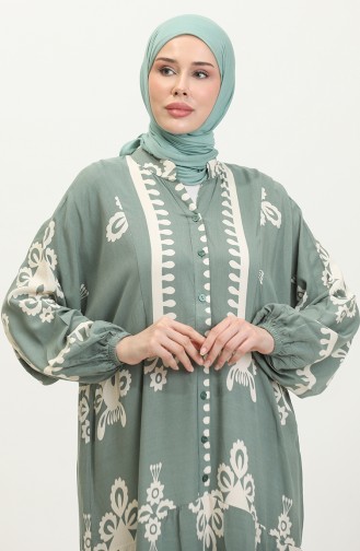 Kleid Mit Ballonärmeln 4091-03 Grün 4091-03