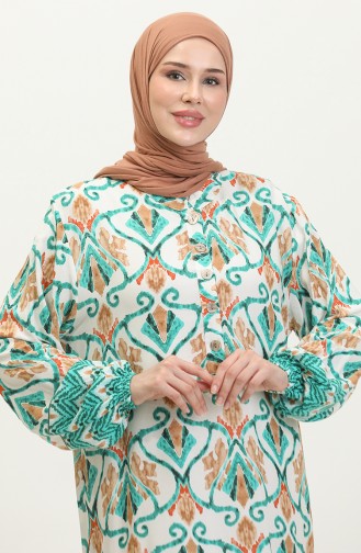Büyük Beden Düğmeli Tunik 4097-02 Yeşil